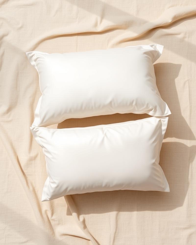 Ivory sateen pillowcase set flat lay