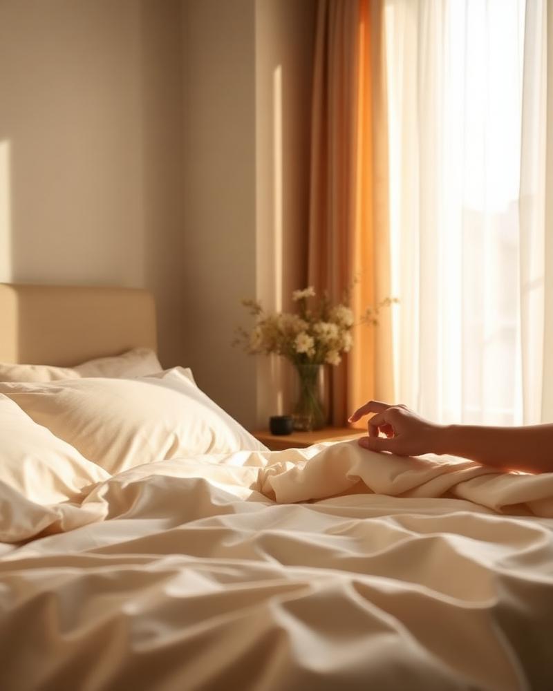 Ivory sateen sheets lifestyle