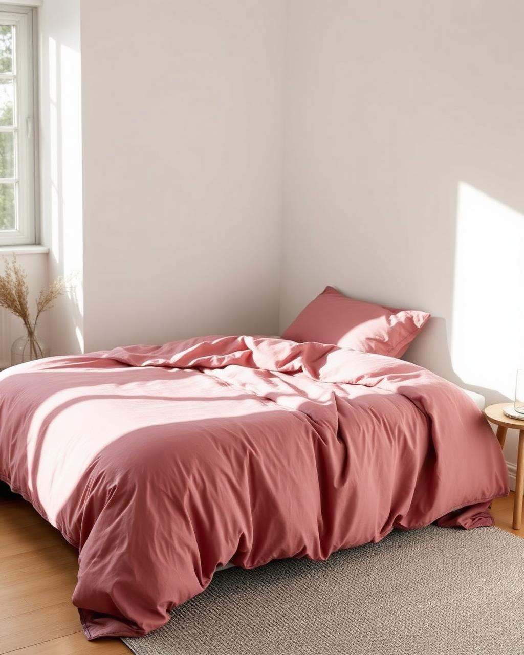 Percale mauve duvet lifestyle