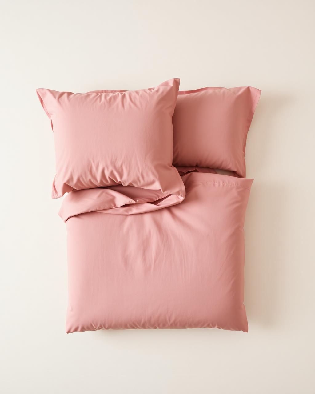Percale mauve pillowcase flat lay