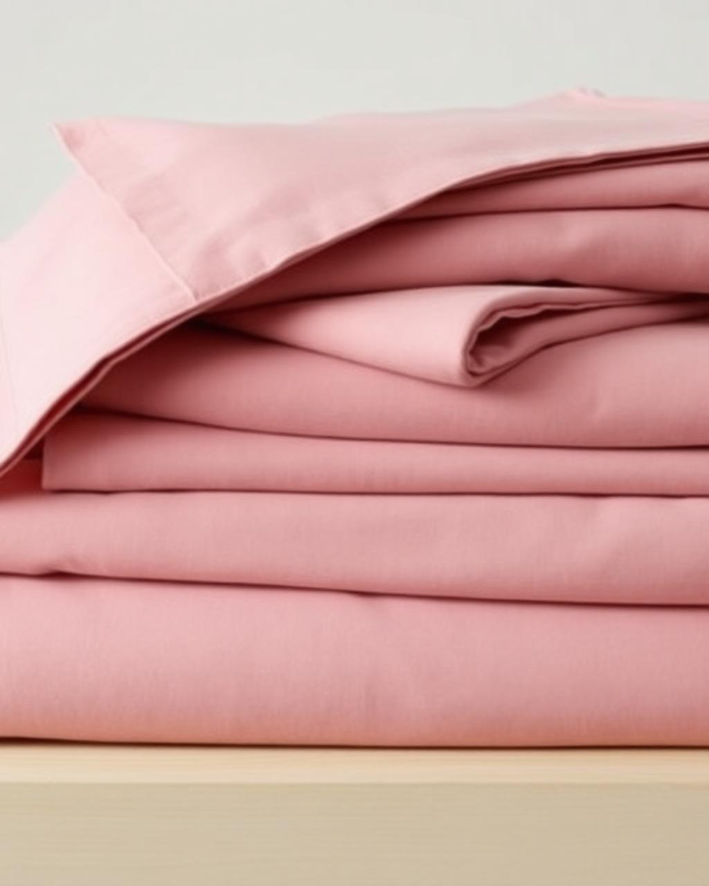 Percale mauve sheet set folded