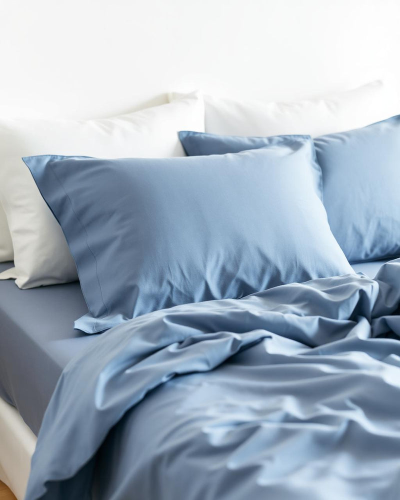 Percale Pillowcase Set in Slate Blue