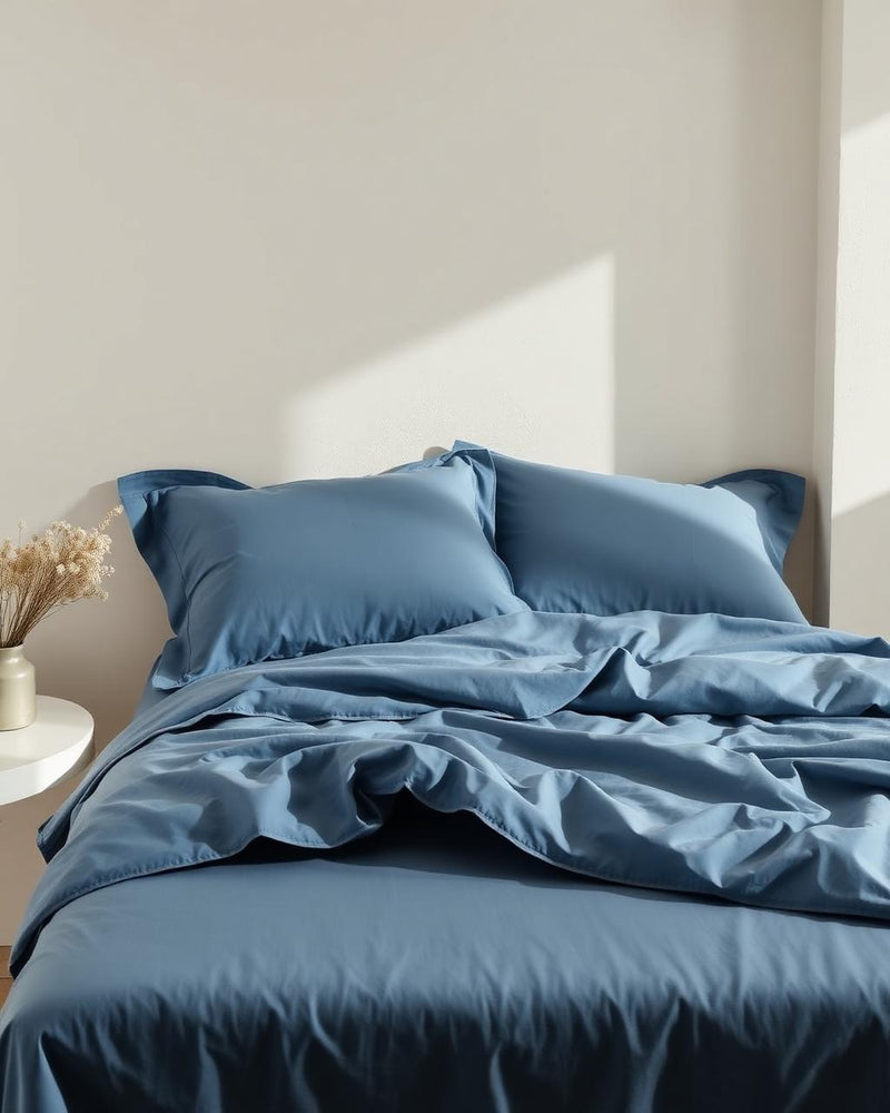 Percale Bed Sheet Set – Slate Blue