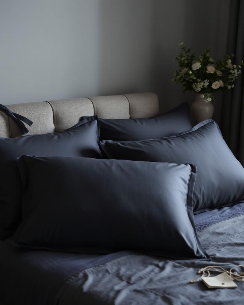 Charcoal grey sateen pillowcase lifestyle